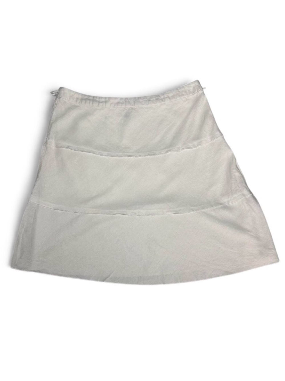 Dressbarn White Linen Blend A-Line Skirt Minimalist Coastal Summer Midi Mini 12